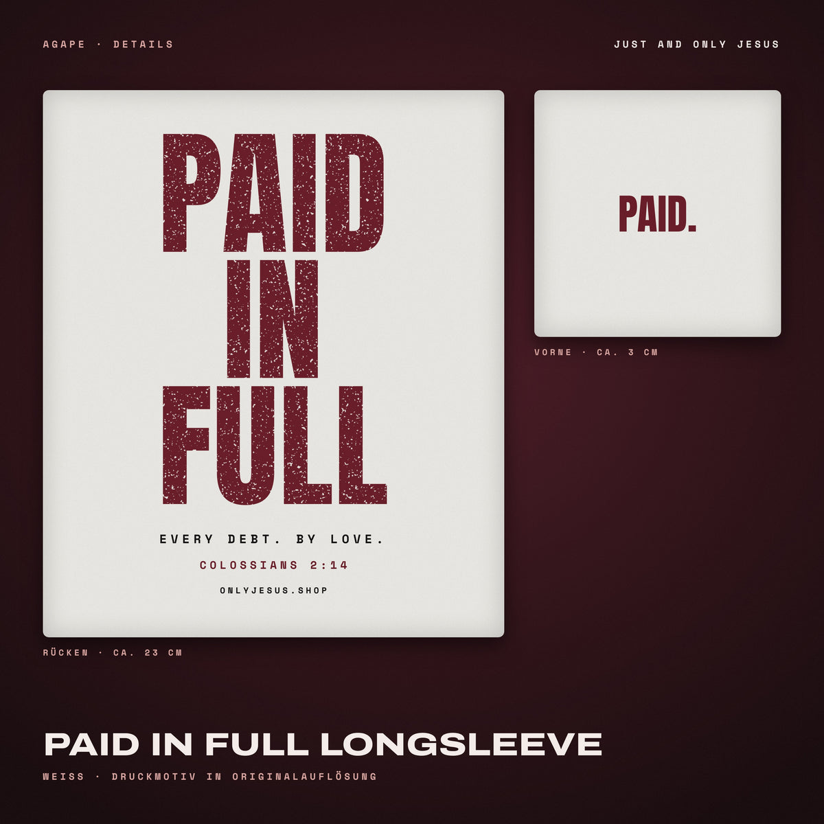 PAID IN FULL Longsleeve White – Details