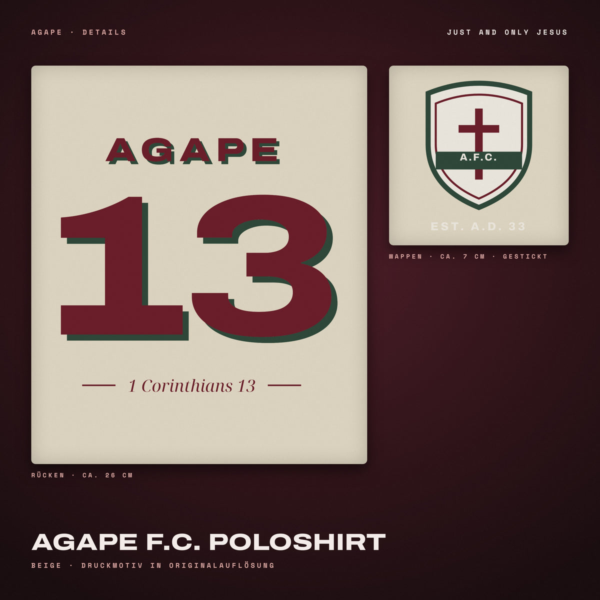 AGAPE F.C. Poloshirt Beige – Details