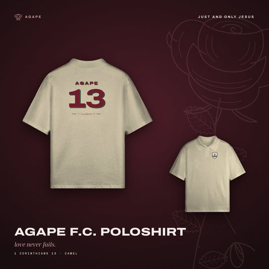 AGAPE F.C. Poloshirt Camel – Rücken und Front