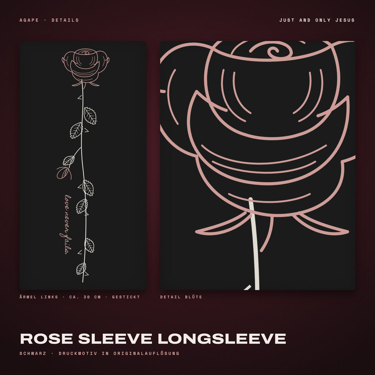 ROSE SLEEVE Longsleeve Black – Details