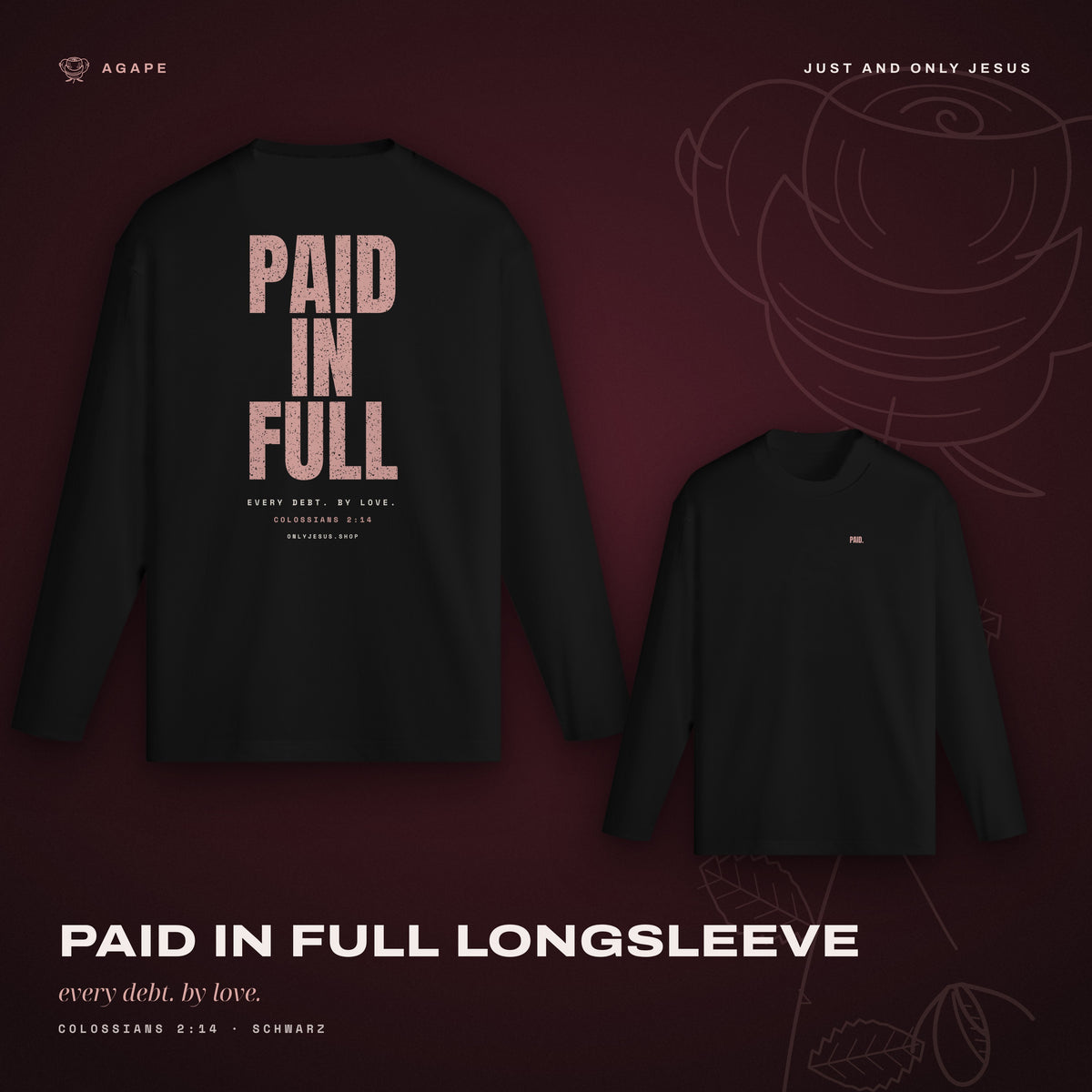 PAID IN FULL Longsleeve Black – Rücken und Front