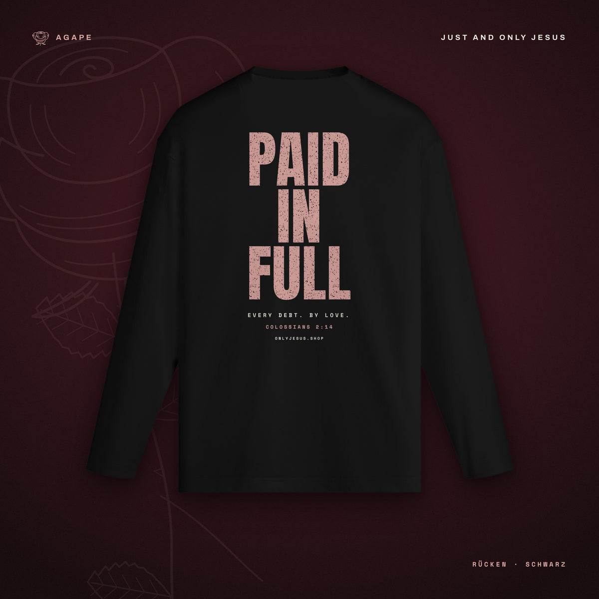 PAID IN FULL Longsleeve Black – Rückseite