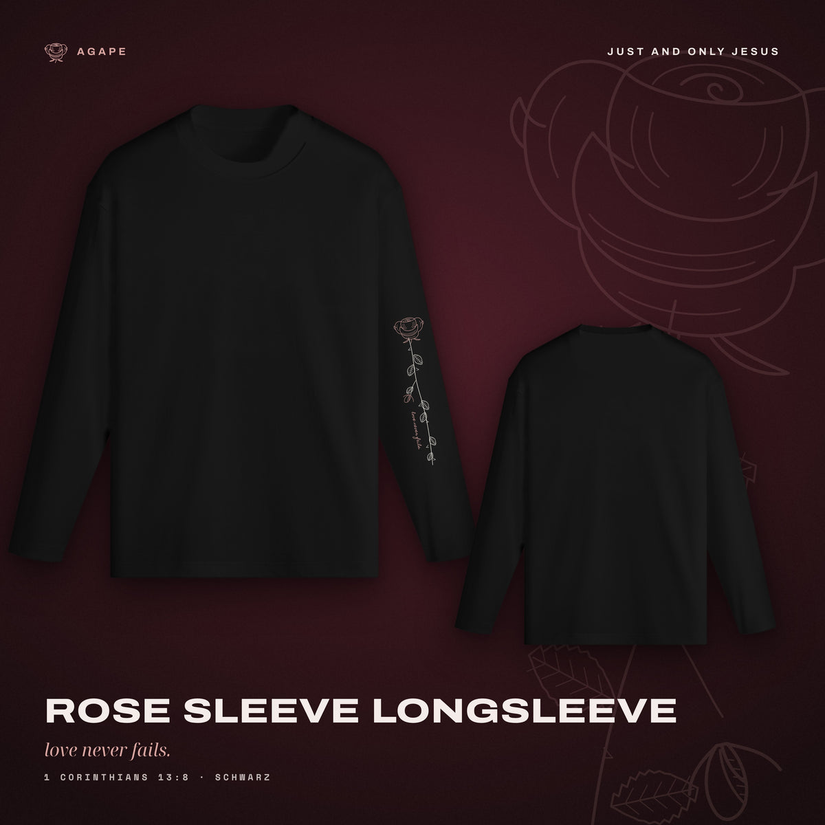 ROSE SLEEVE Longsleeve Black – Rücken und Front