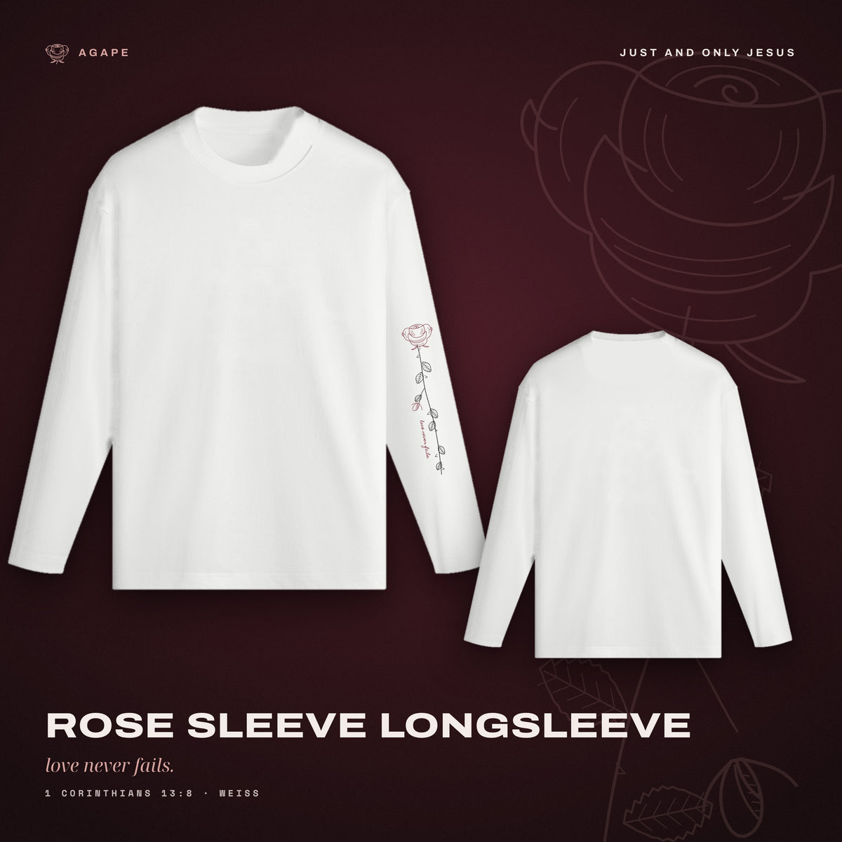 ROSE SLEEVE Longsleeve White – Rücken und Front
