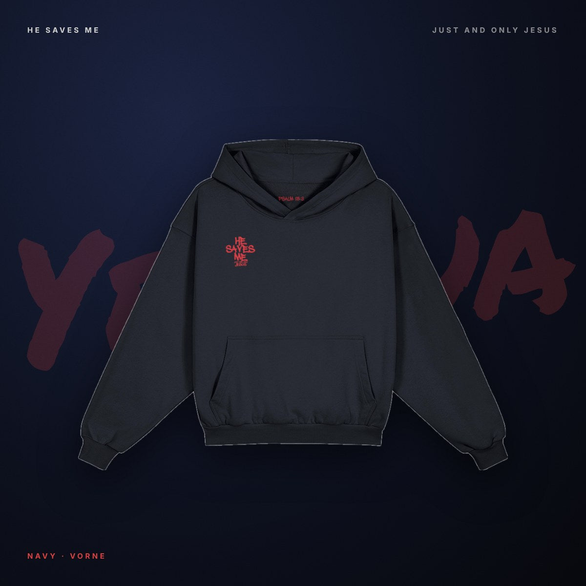 Yeshua Hoodie – Front Navy