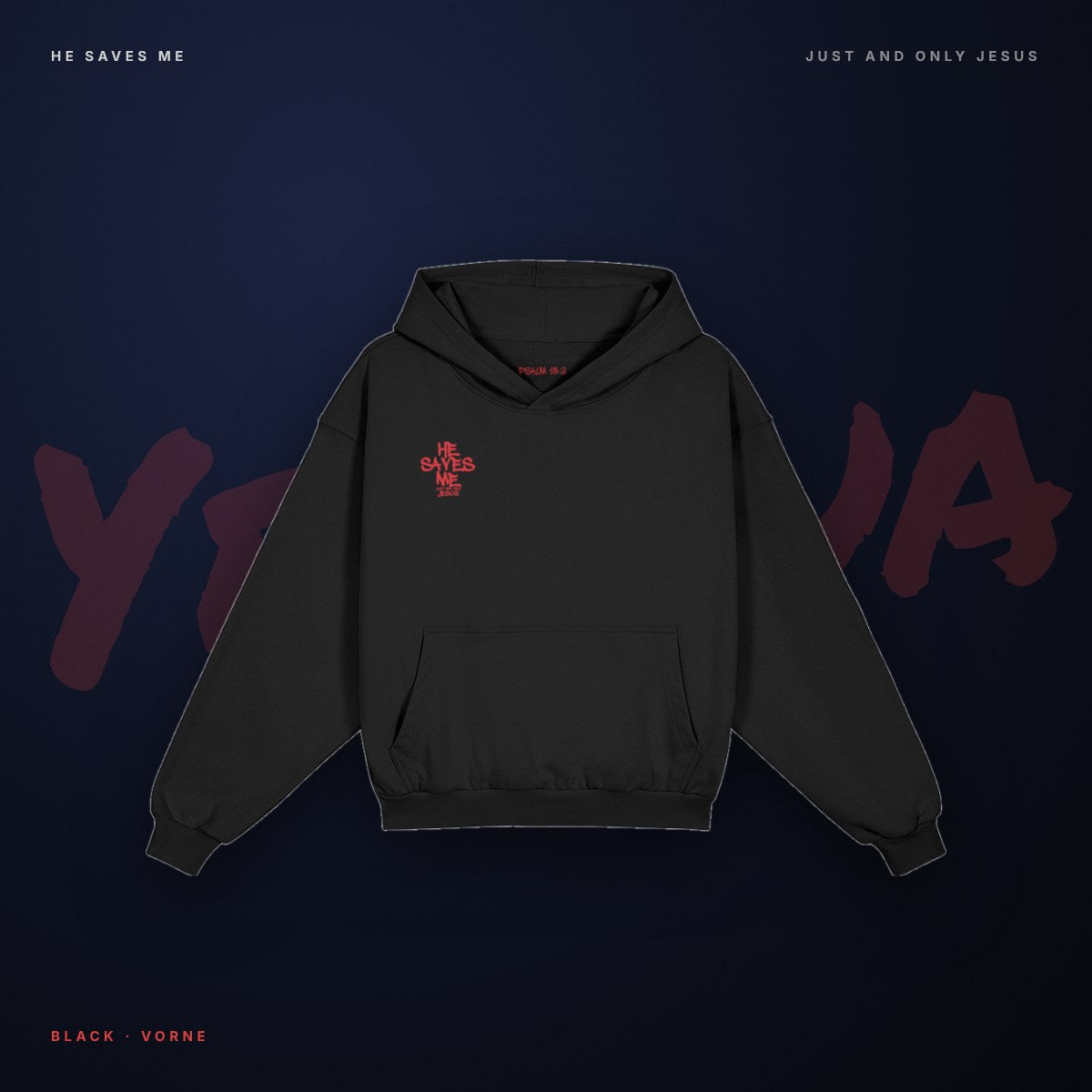 Yeshua Hoodie – Front Black