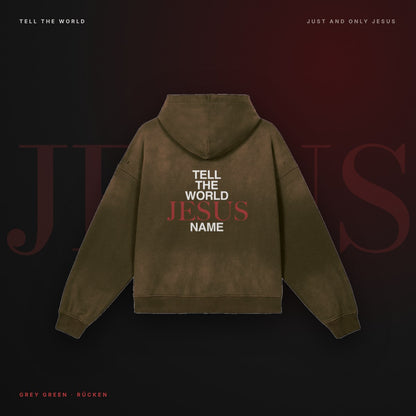 Tell the World Zip-Hoodie – Grey Green