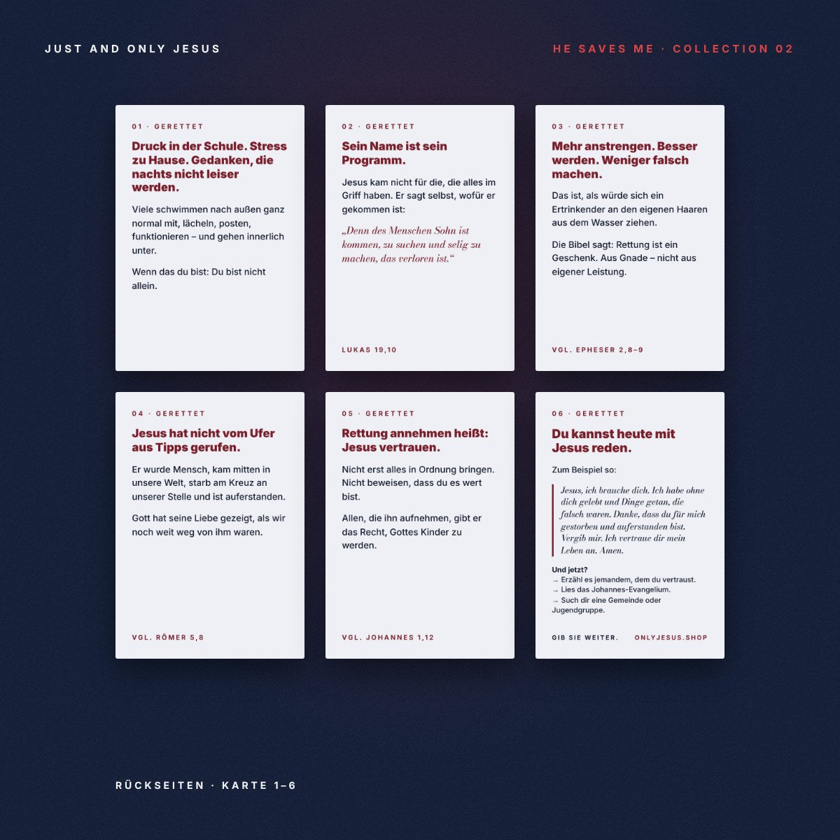 Gerettet – Rückseiten Karte 1–6